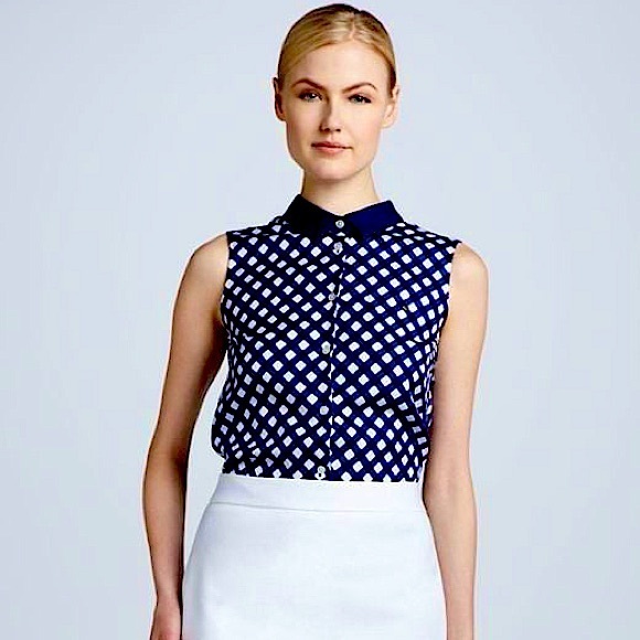 Last Chance! KATE SPADE Silk Plaid Gingham Blouse Sz 4 Fits M - Picture 1 of 9
